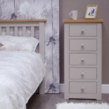 Diamond Grey Painted 5 Drawer Tallboy Chest of Drawers